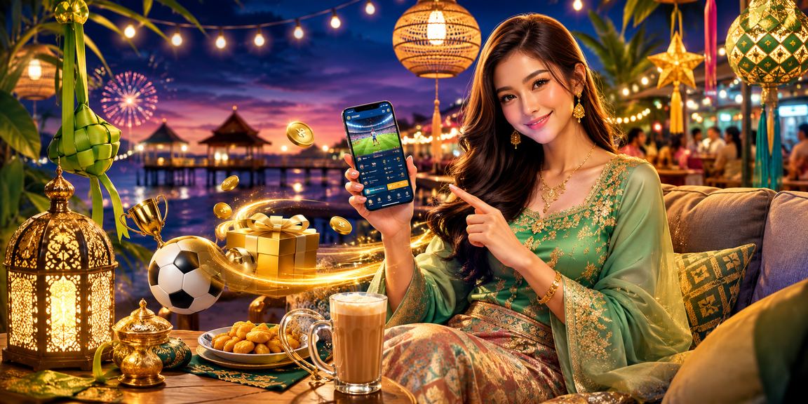 Festive Hari Raya atmosphere on the lotto9 platform with lively Malaysian themes